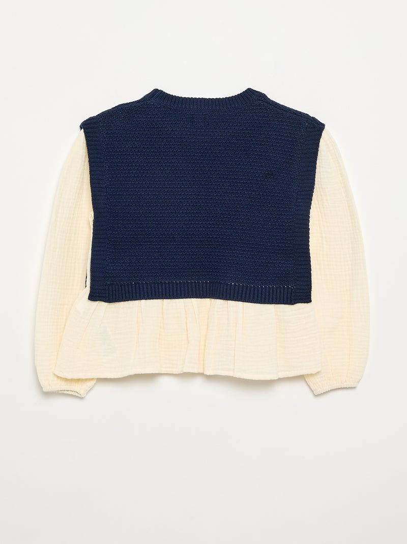 Maglione 2 in 1 effetto blusa Blu - Kiabi