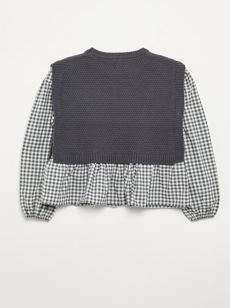 Maglione 2 in 1 effetto blusa Grigio - Kiabi