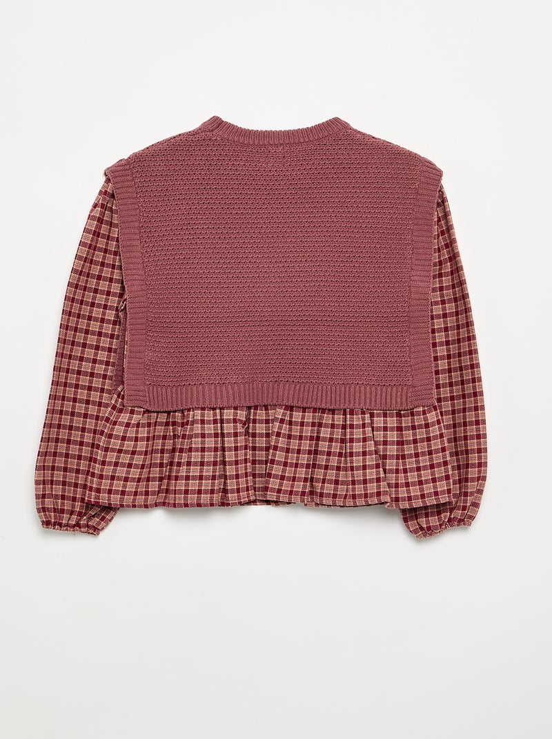 Maglione 2 in 1 effetto blusa Rosso - Kiabi