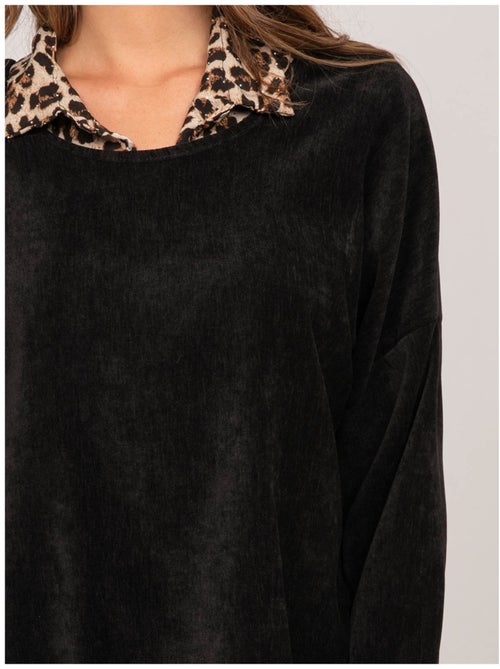 Maglione 2 in 1 effetto sovrapposto con collo a camicia leopardato keva - Kiabi Maglione 2 in 1 effetto sovrapposto con collo a camicia leopardato keva - Kiabi