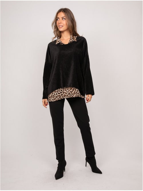 Maglione 2 in 1 effetto sovrapposto con collo a camicia leopardato keva - Kiabi Maglione 2 in 1 effetto sovrapposto con collo a camicia leopardato keva - Kiabi
