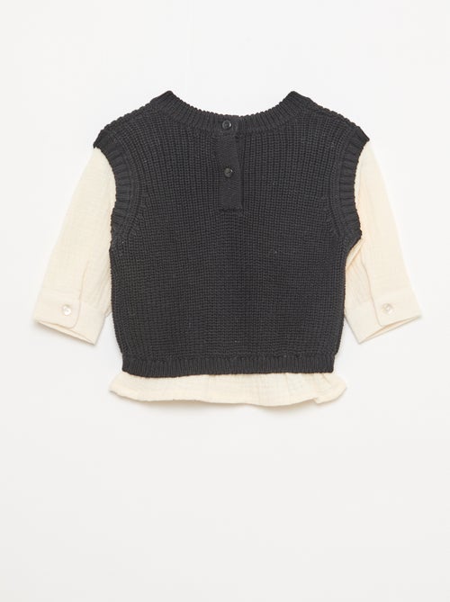 Maglione 2 in 1 in maglia e doppia garza di cotone - Kiabi