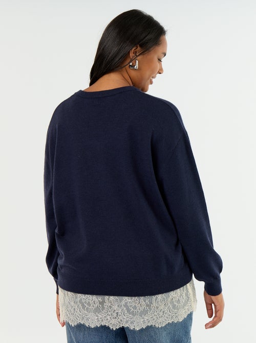 Maglione 2-in-1 in misto lana e pizzo - Kiabi