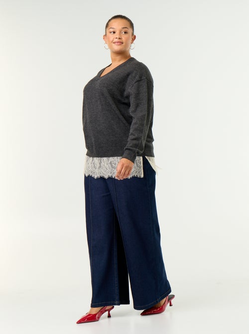 Maglione 2-in-1 in misto lana e pizzo - Kiabi