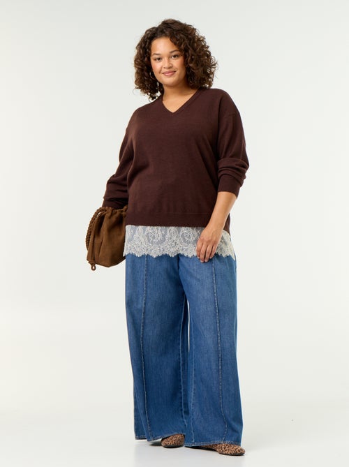 Maglione 2-in-1 in misto lana e pizzo - Kiabi
