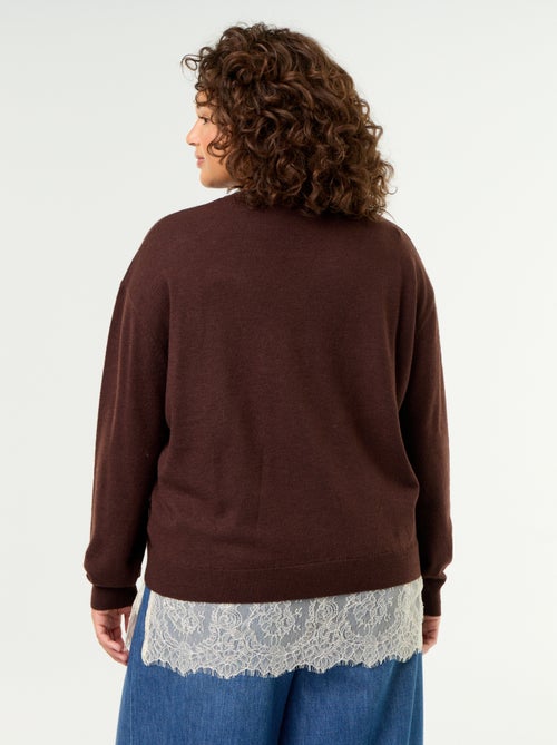Maglione 2-in-1 in misto lana e pizzo - Kiabi