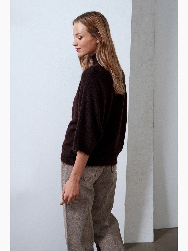 Maglione a collo alto a coste dilvin Marrone cioccolato - Kiabi