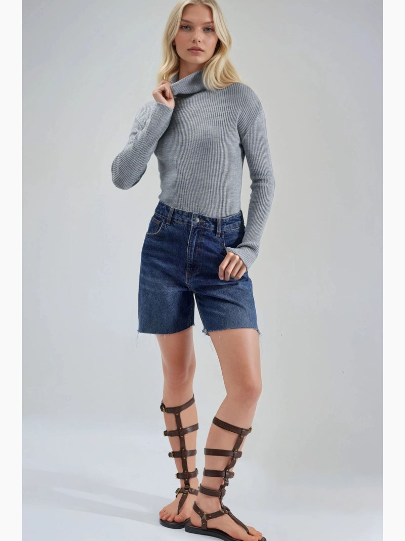 Maglione a collo alto aderente e testurizzato my fashion Grigio chiaro - Kiabi