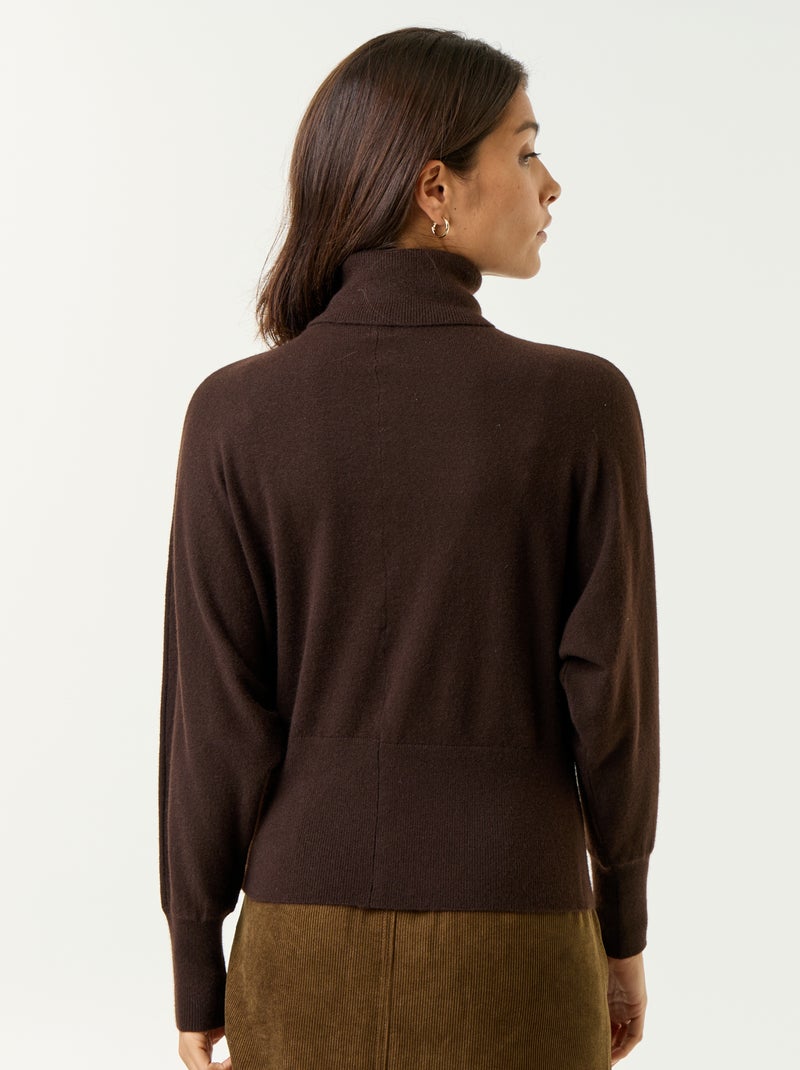 Maglione a collo alto con maniche a pipistrello Marrone - Kiabi