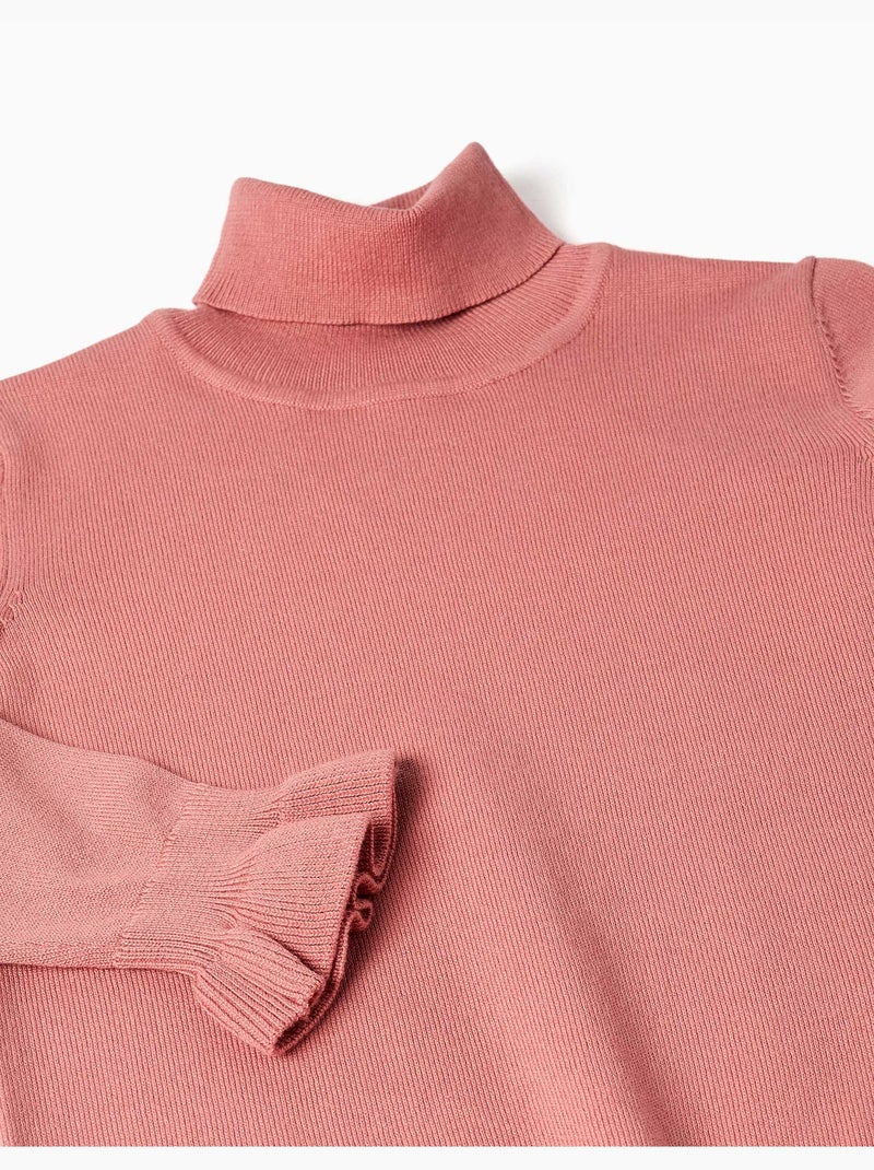 Maglione a collo alto con polsini arricciati Rosa - Kiabi
