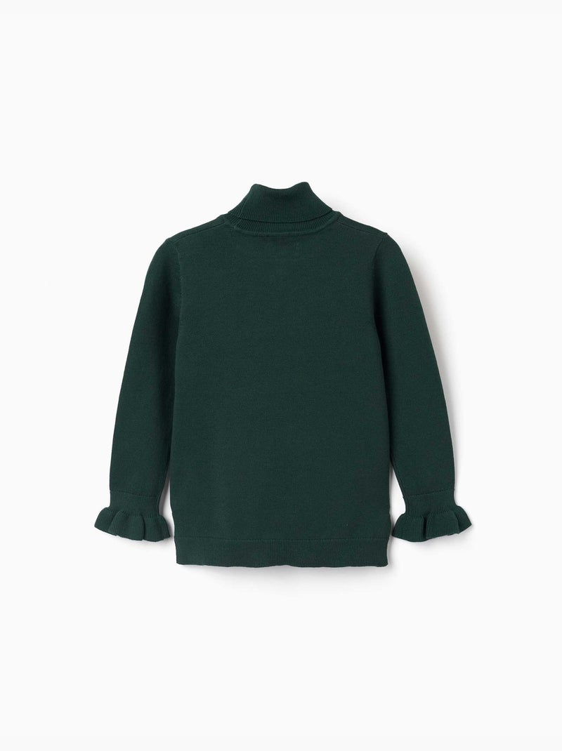 Maglione a collo alto con polsini arricciati Verde scuro - Kiabi