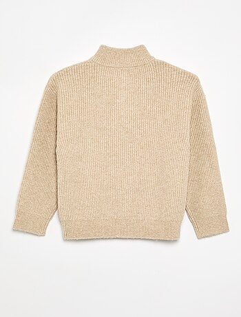 Maglione a collo alto con zip a maglia grossa