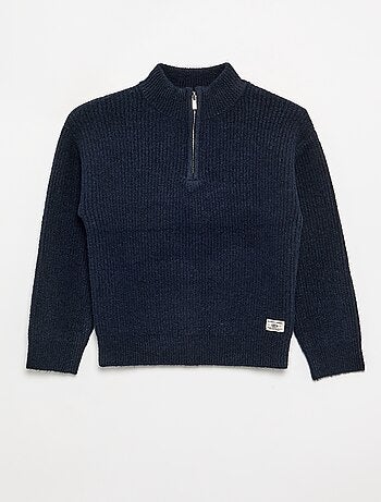 Maglione a collo alto con zip a maglia grossa