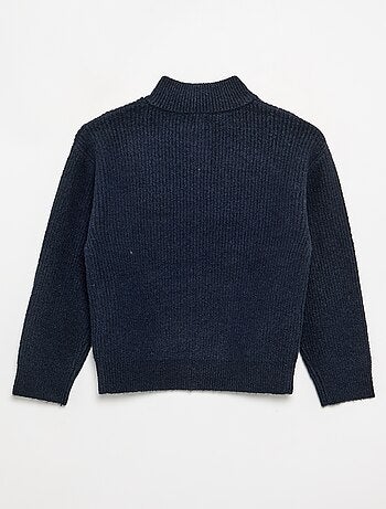 Maglione a collo alto con zip a maglia grossa