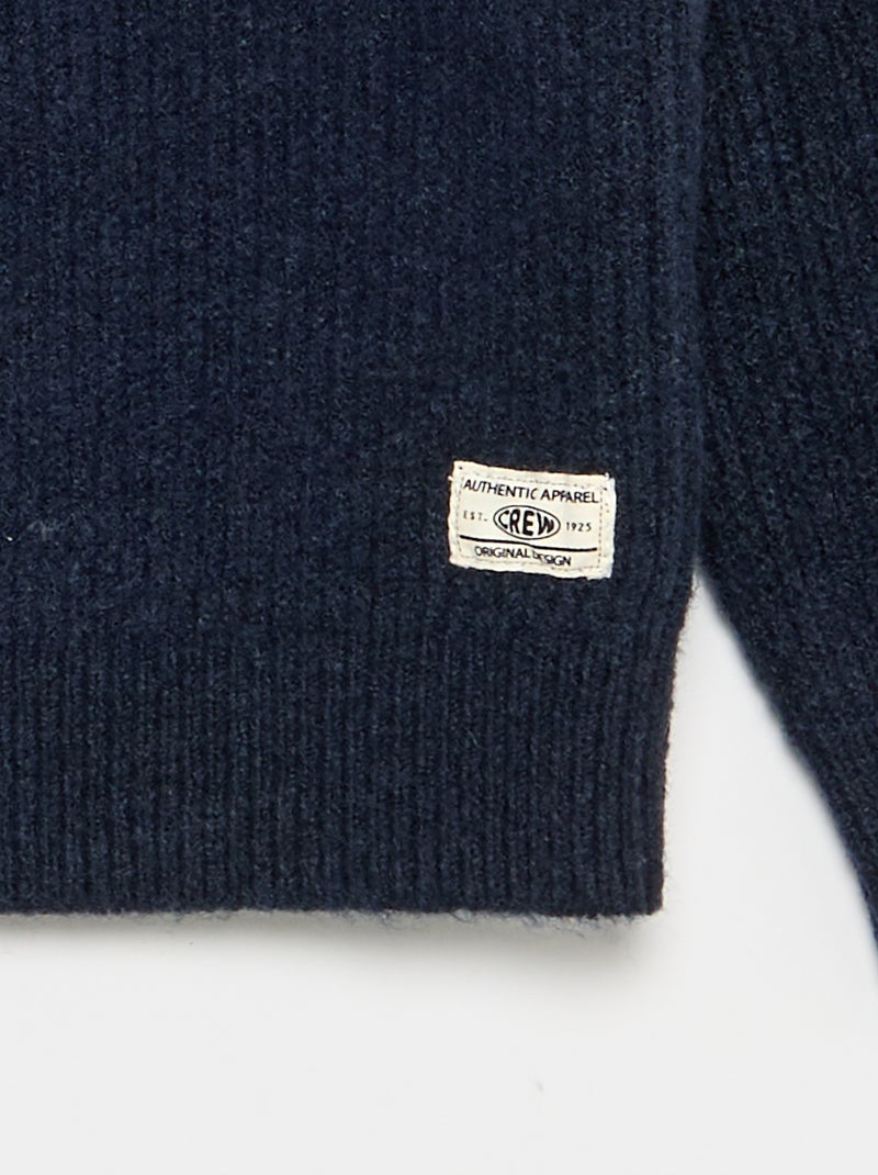 Maglione a collo alto con zip a maglia grossa Blu - Kiabi