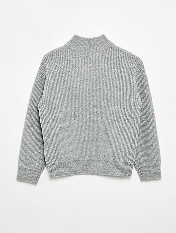 Maglione a collo alto con zip a maglia grossa