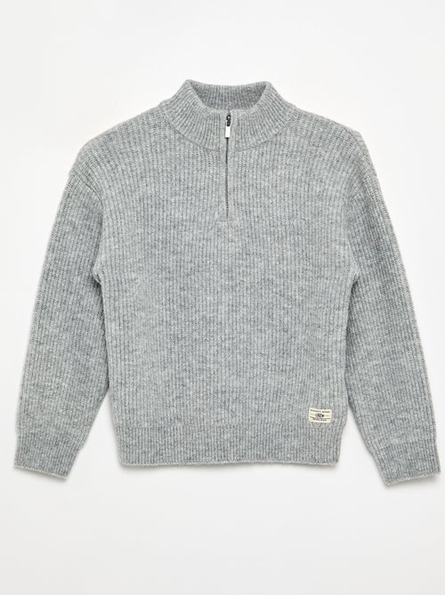 Maglione a collo alto con zip a maglia grossa - Kiabi