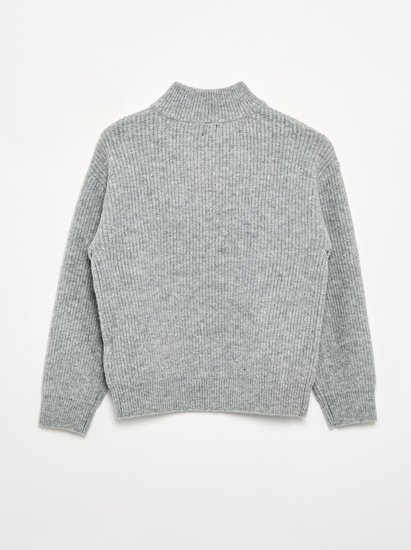 Maglione a collo alto con zip a maglia grossa Grigio - Kiabi