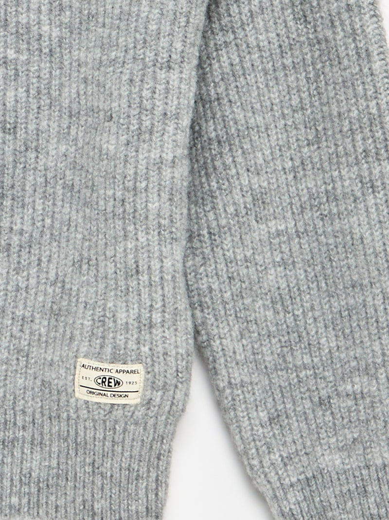 Maglione a collo alto con zip a maglia grossa Grigio - Kiabi