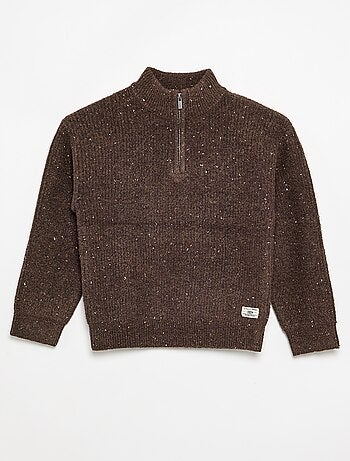 Maglione a collo alto con zip a maglia grossa