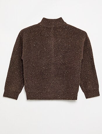 Maglione a collo alto con zip a maglia grossa