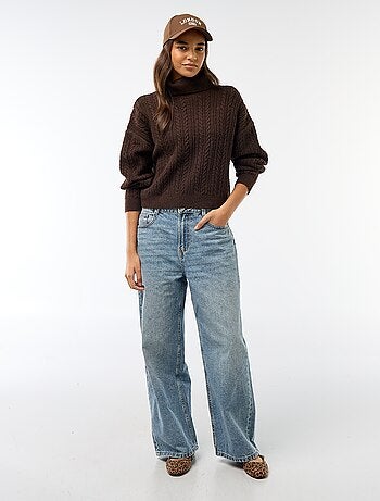 Maglione a collo alto in maglia a trecce