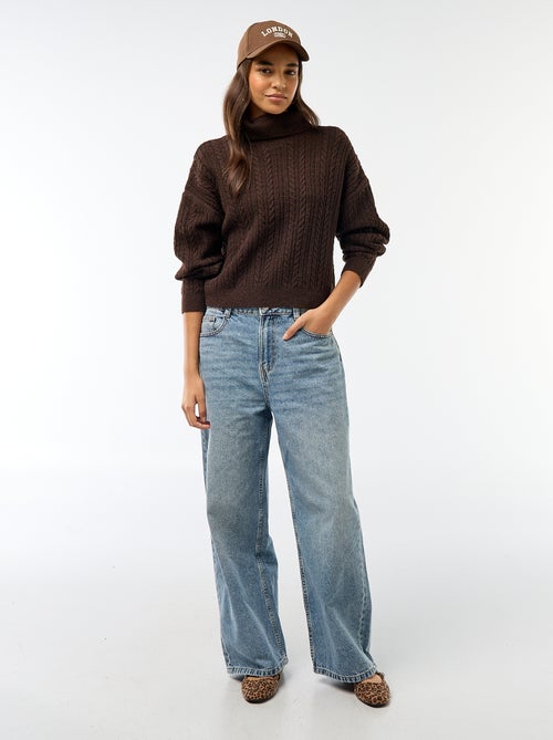 Maglione a collo alto in maglia a trecce - Kiabi