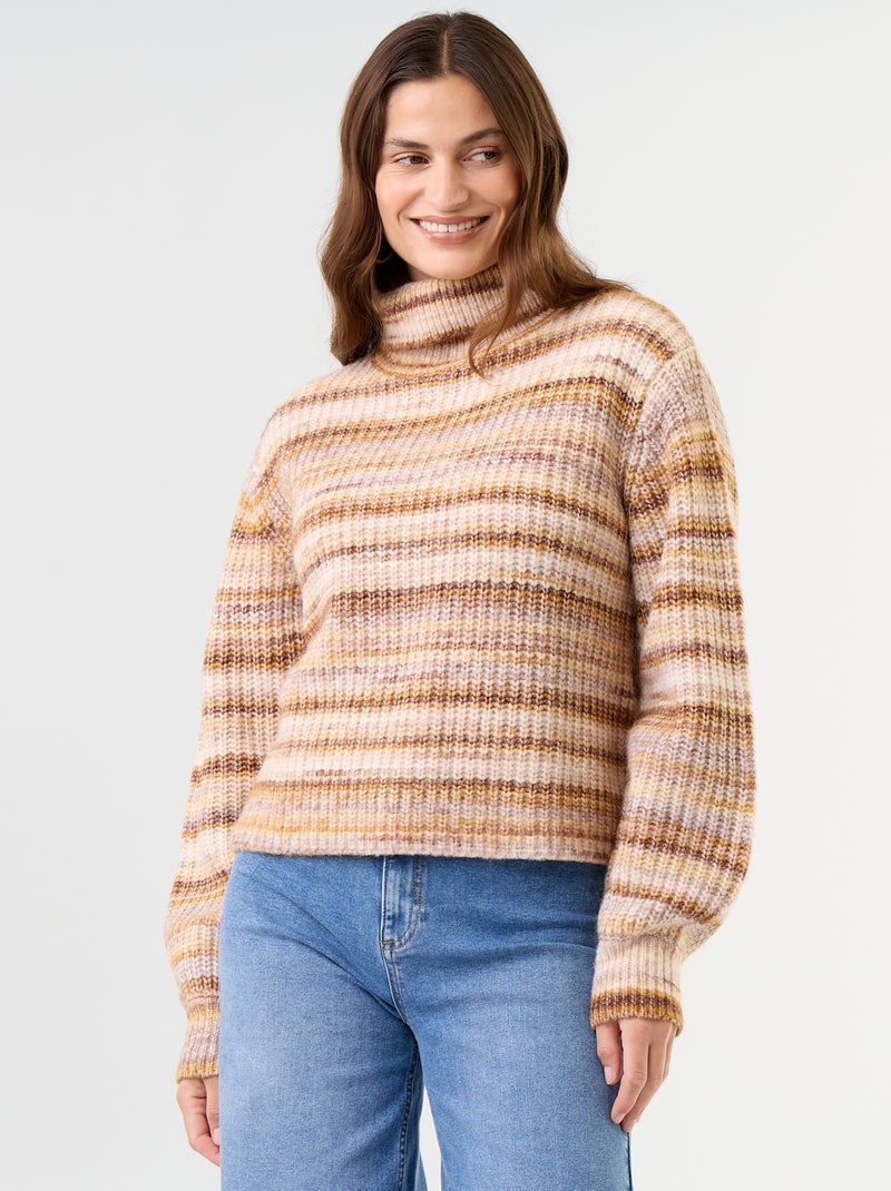 Maglione a collo alto multicolore Beige - Kiabi
