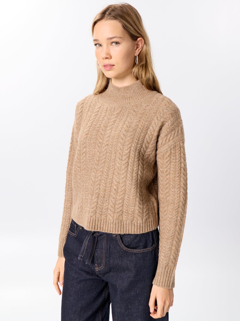 Maglione a collo alto tinta unita Beige - Kiabi