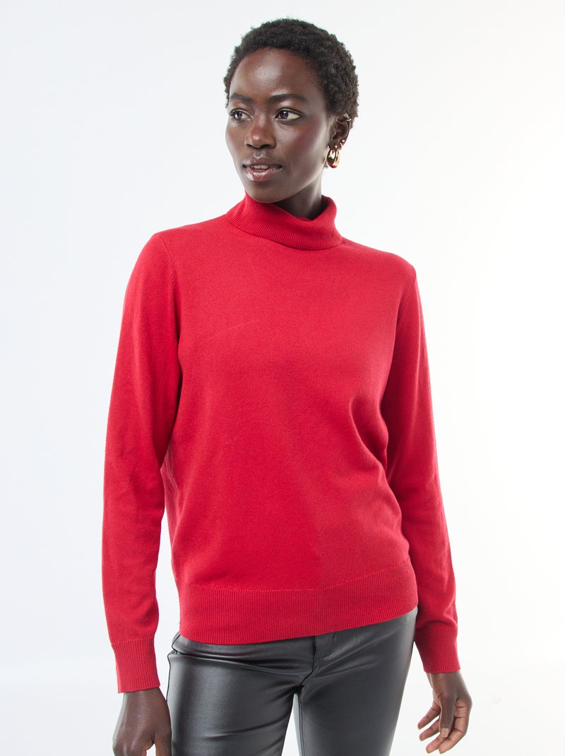 Maglione a collo alto tinta unita Rosso - Kiabi