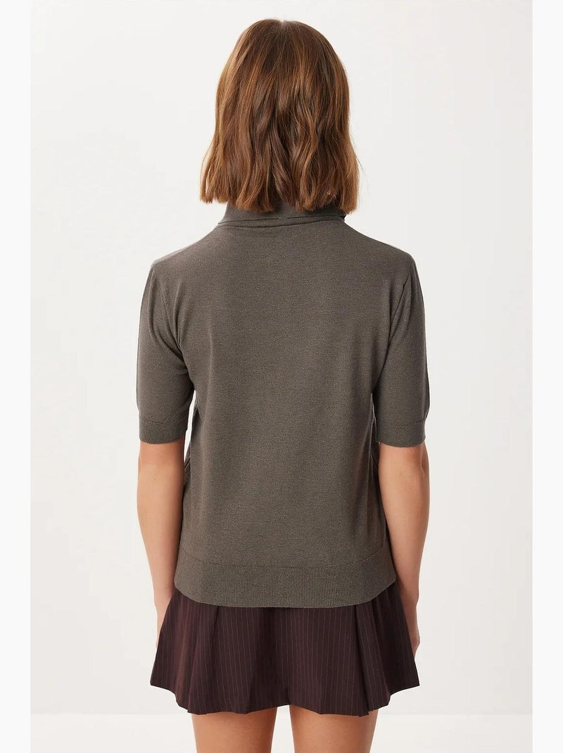 Maglione a collo polo con dettaglio sciarpa istanbul Cachi - Kiabi