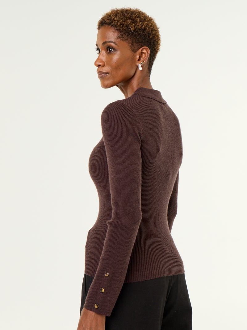 Maglione a collo polo Marrone - Kiabi