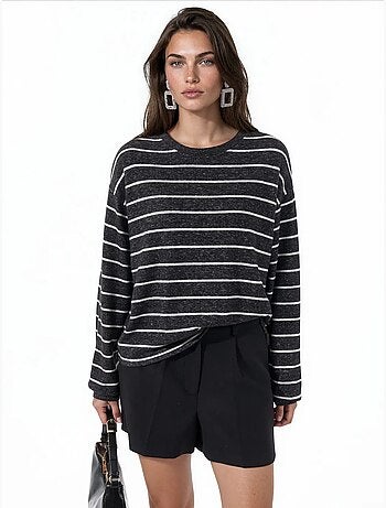 Maglione a coste a righe con girocollo busem