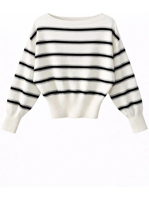 Maglione a coste con scollo a barca mixray - Kiabi Maglione a coste con scollo a barca mixray - Kiabi
