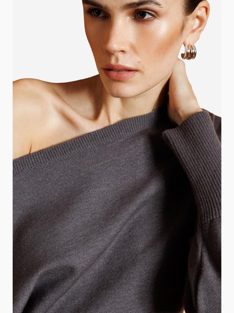 Maglione a coste con scollo a barca mixray Grigio scuro - Kiabi