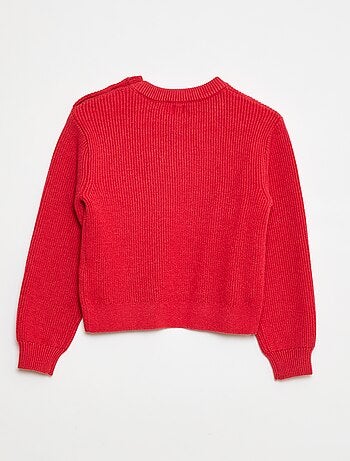 Maglione in maglia a coste con spalla abbottonata