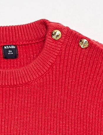 Maglione in maglia a coste con spalla abbottonata