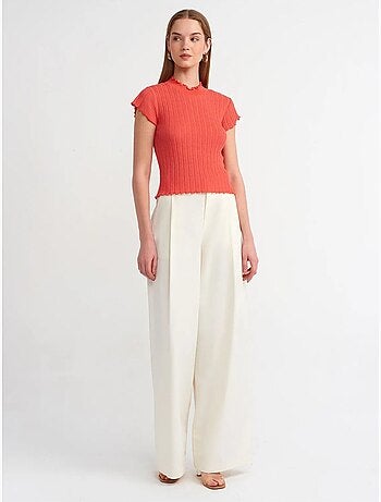 Maglione a coste slim fit con collo alto mezzo dolcevita dilvin
