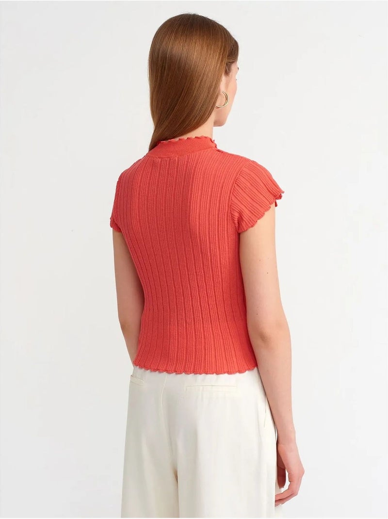 Maglione a coste slim fit con collo alto mezzo dolcevita dilvin Arancione - Kiabi