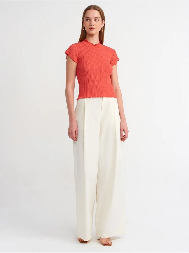 Maglione a coste slim fit con collo alto mezzo dolcevita dilvin Arancione - Kiabi