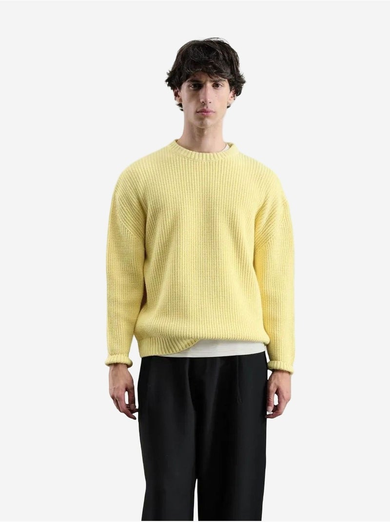 Maglione a coste spesse con girocollo giesto Giallo limone - Kiabi