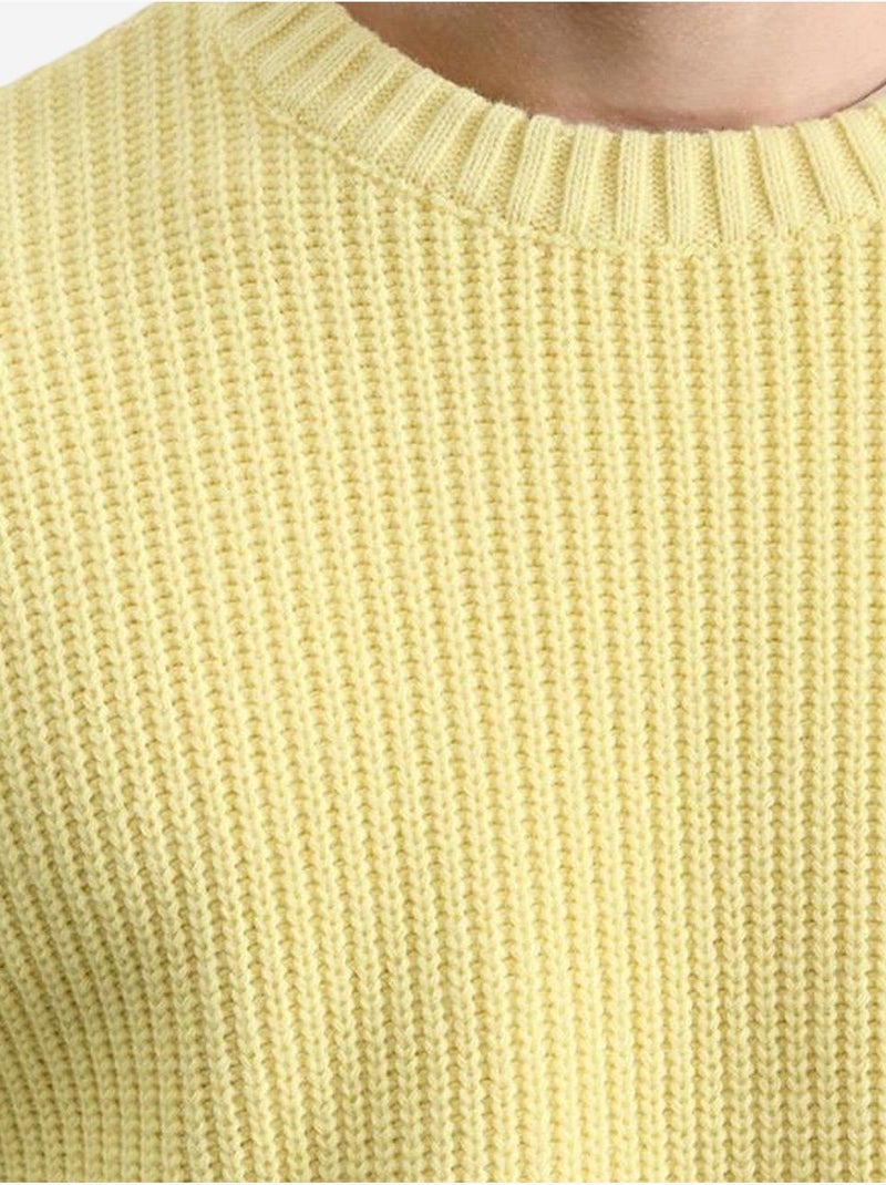 Maglione a coste spesse con girocollo giesto Giallo limone - Kiabi