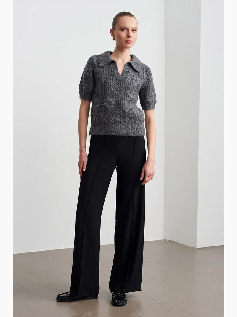 Maglione a coste testurizzato con colletto polo dilvin Grigio nero - Kiabi