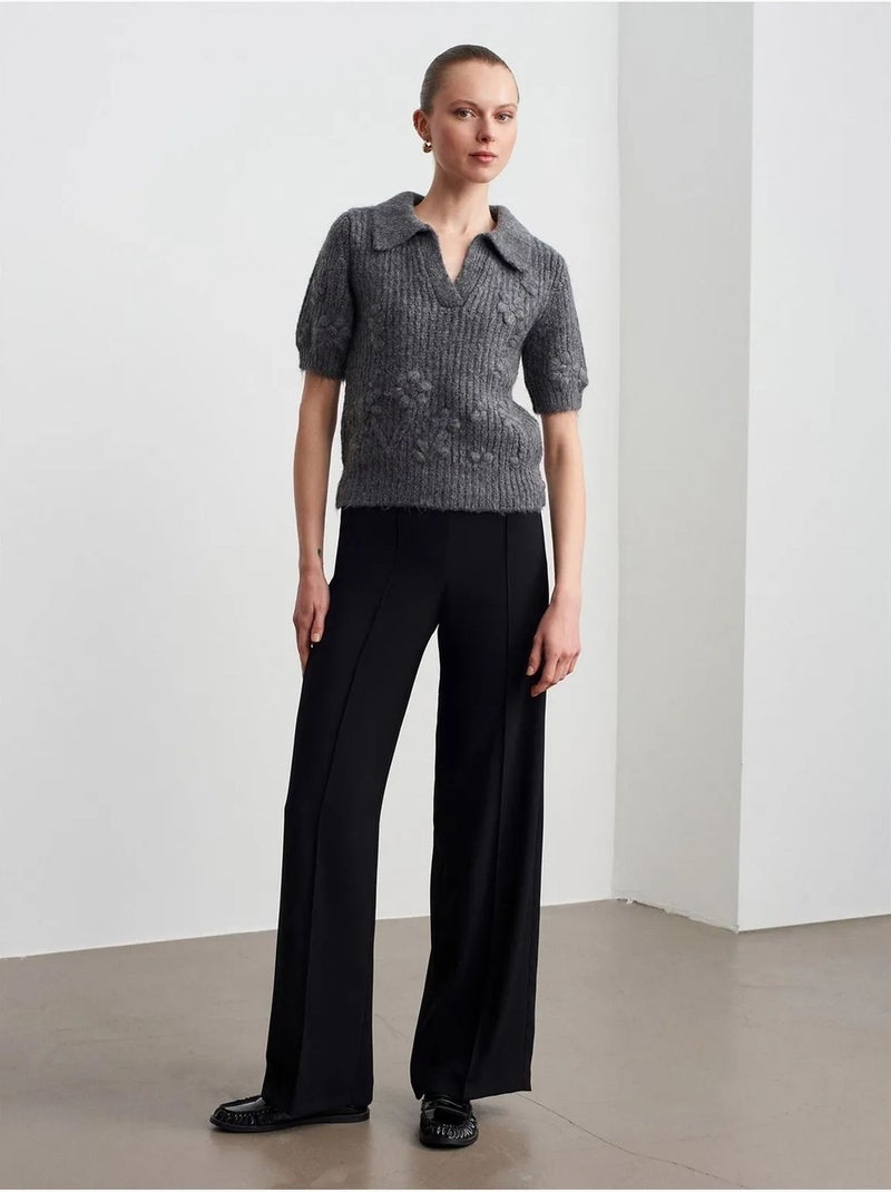Maglione a coste testurizzato con colletto polo Grigio antracite - Kiabi