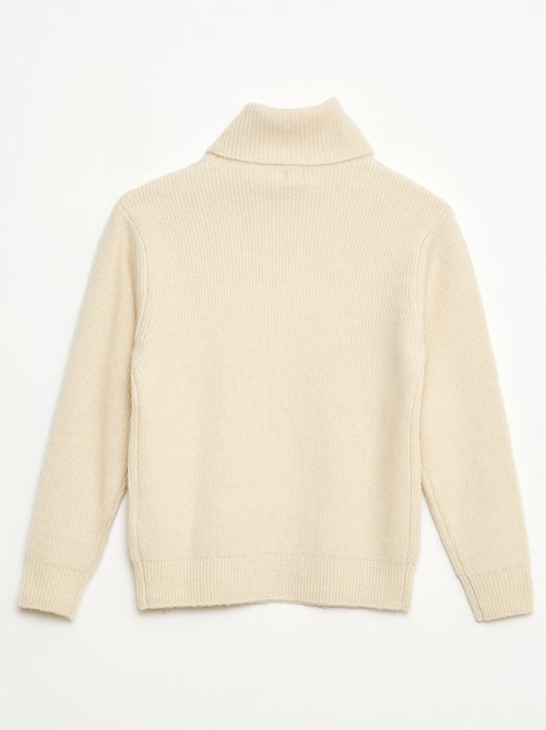 Maglione a coste tinta unita con collo alto - Kiabi