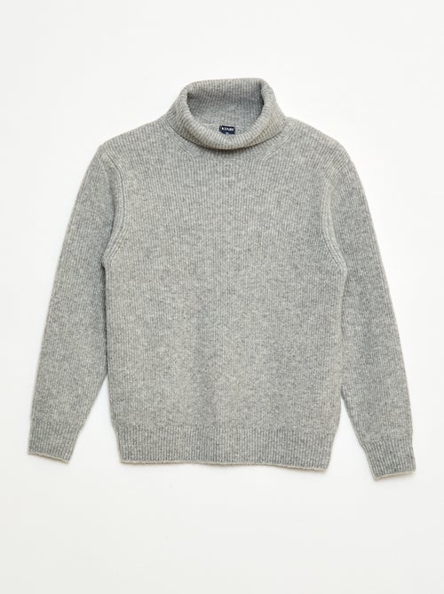 Maglione a coste tinta unita con collo alto - Kiabi