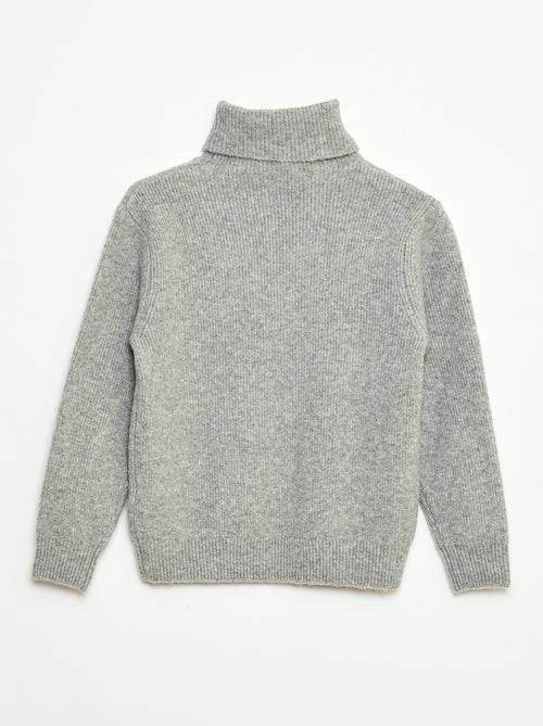 Maglione a coste tinta unita con collo alto - Kiabi