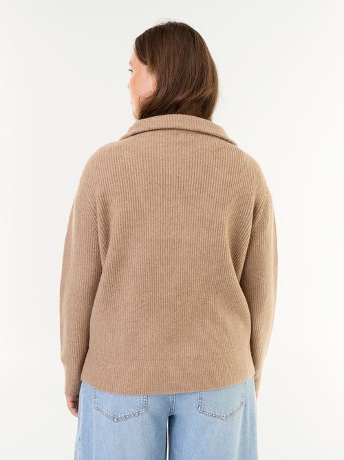 Maglione a costine a collo alto con zip - Kiabi