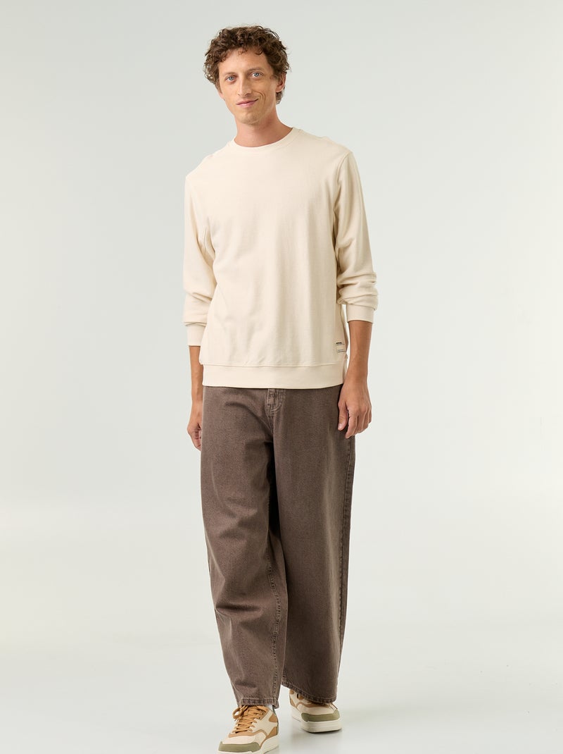 Maglione a costine in maglia fine Bianco - Kiabi