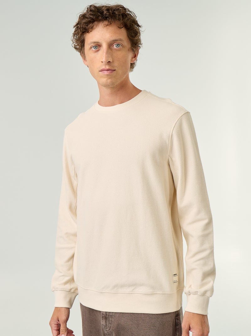 Maglione a costine in maglia fine Bianco - Kiabi